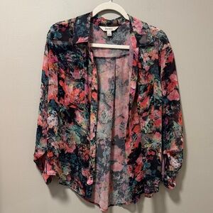 Decree Floral Sheer Blouse - Pink and Black